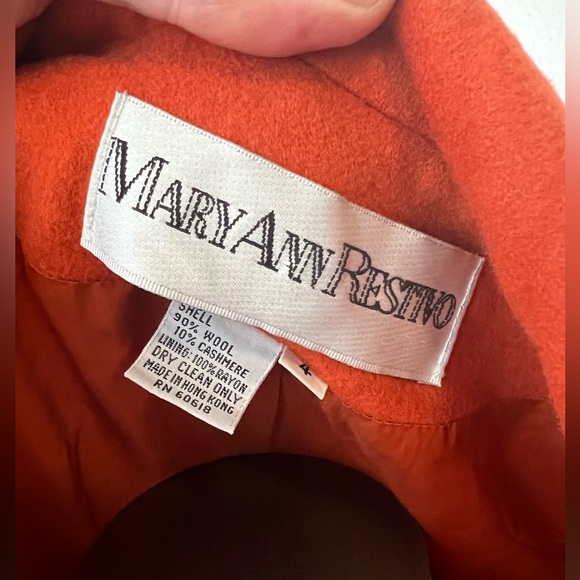 Vintage 1980s Mary Ann Restivo Persimmon Orange Wool and Cashmere Blazer  Sz 4 - Picture 7 of 12